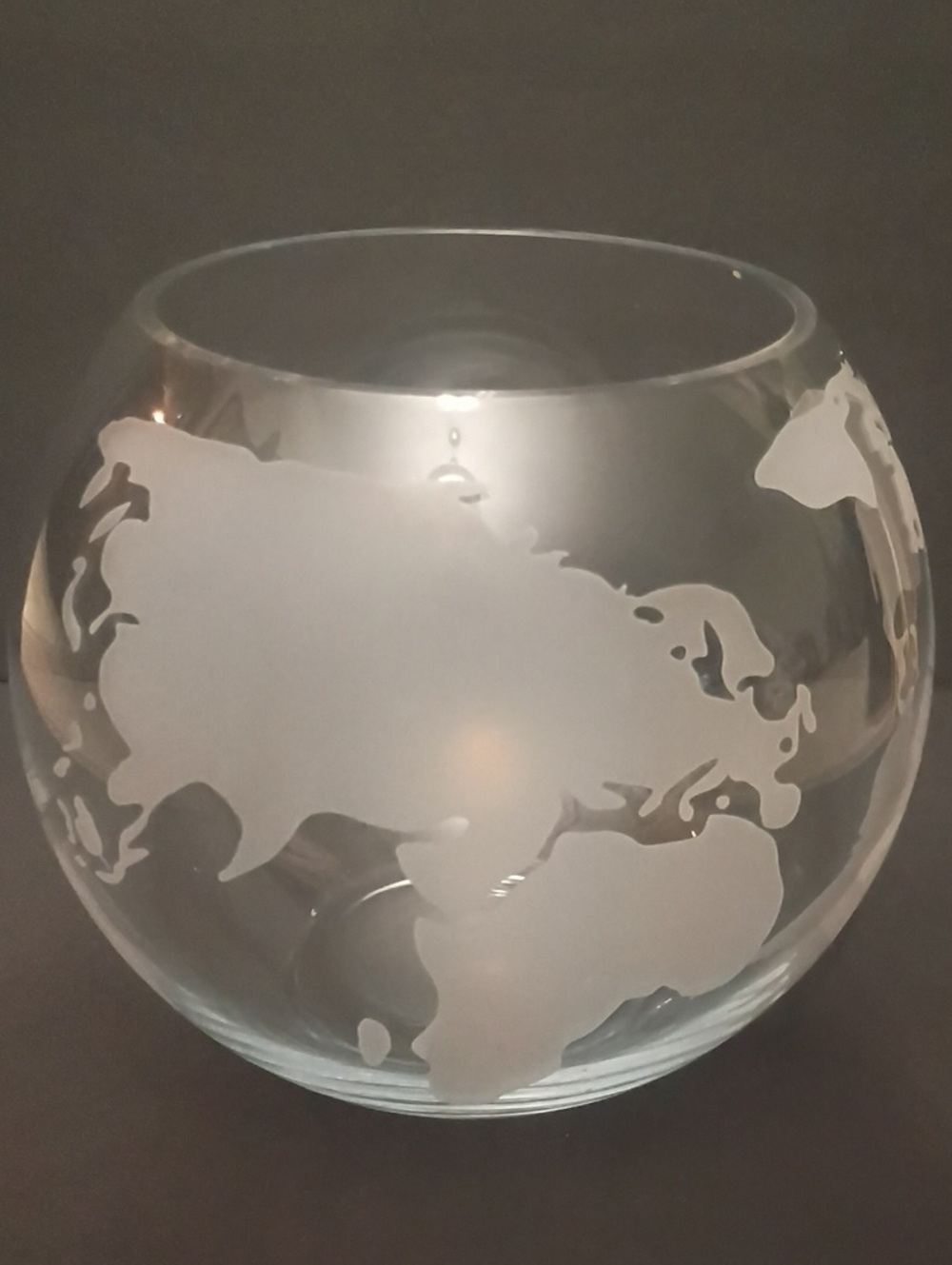 Vintage Glass Globe Vase with World Map Fish Bowl Large